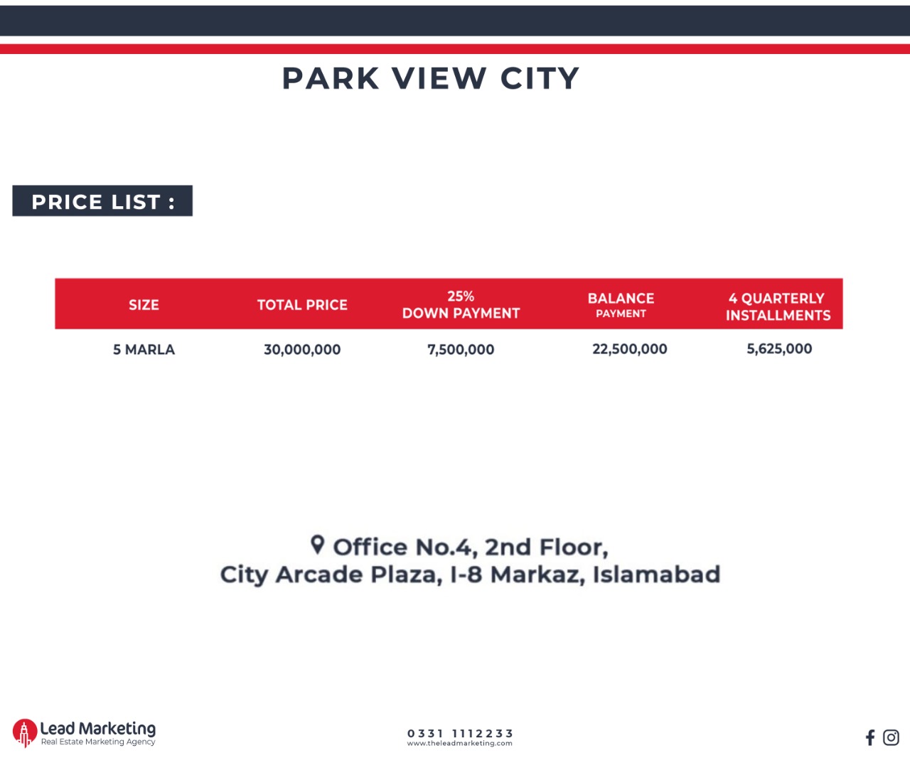 Park view City Islamabad payment plan